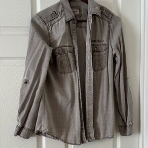 Express Boyfriend Shirt in Light Gray